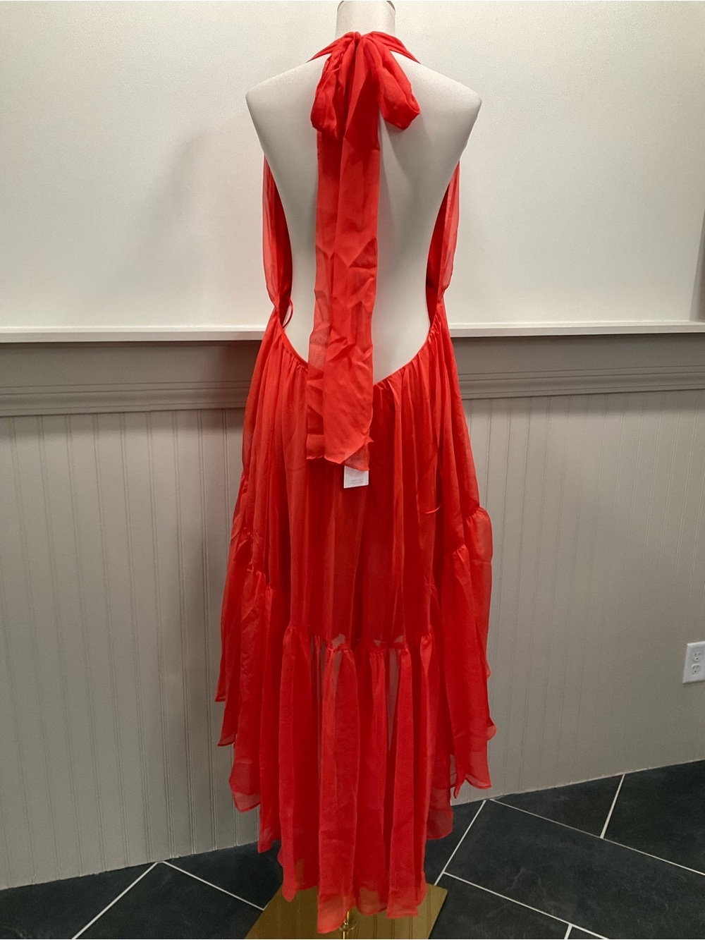 Bardot High Low Ruffle Dress Fire Red Size 12 - Picture 2 of 4